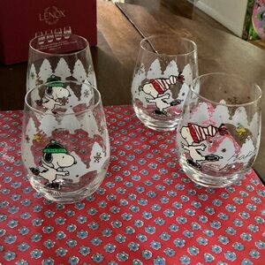 Lenox Holiday Snoopy Skating Christmas Tumblers - Set Of 4